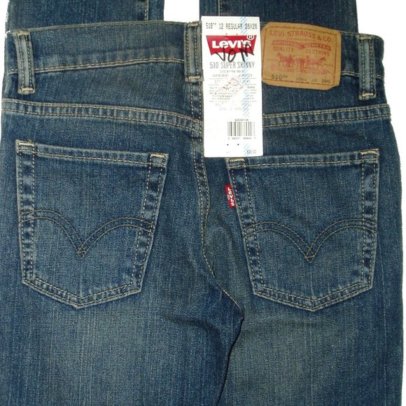 Boys Blue Jeans Super Skinny Fit Levis 510 Youth Pants 12 Regulars 26 x 26 1/2 - Picture 6 of 10